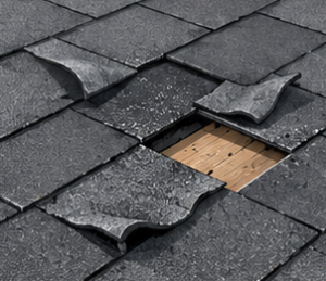 Curling, cracking, or missing shingles