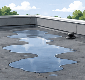 Ponding water on a flat roof