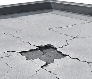 Cracking or peeling on a foam or flat roof
