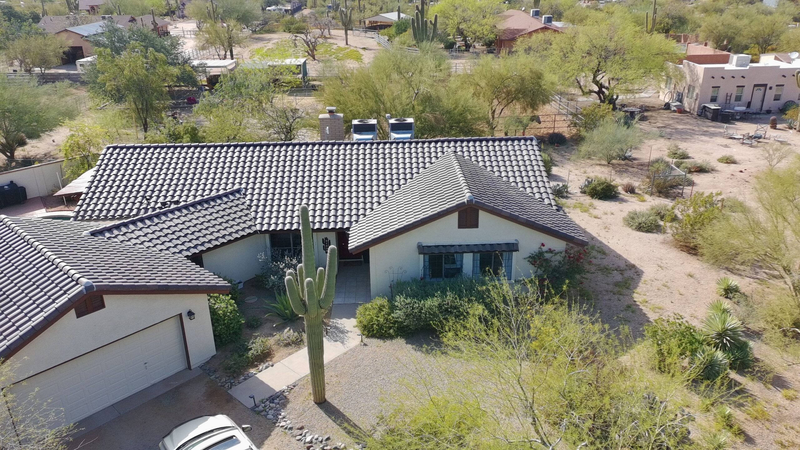 Completed tile roofing project in Cave Creek, Arizona