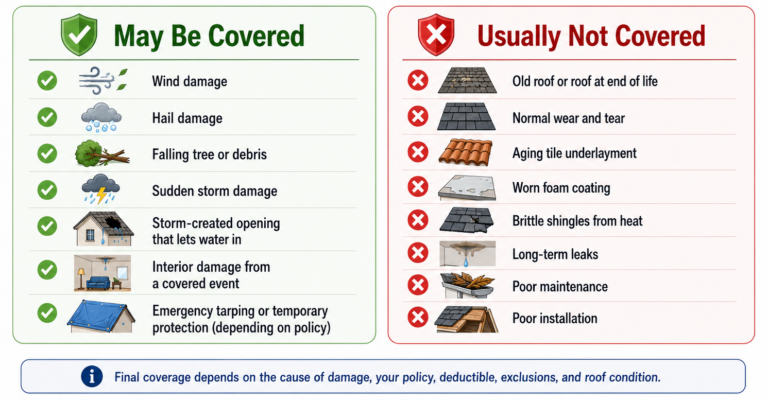 Usually Covered vs Usually not Covered in Phoenix Roof Insurance