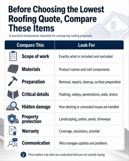 Compare these before choosing the lowest roofing quote