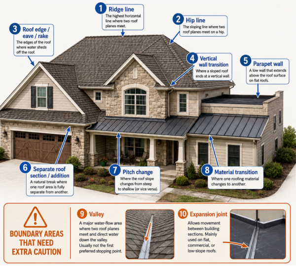 diagram of roof and extra precaution areas
